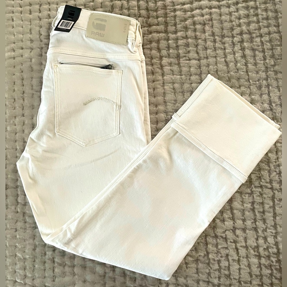 NWT G-Star Raw Noxer Straight White Super Stretch Jeans